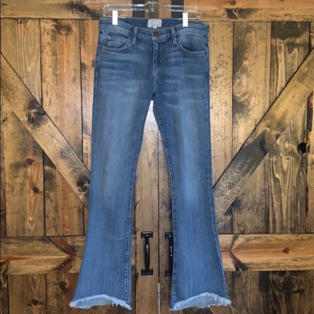 CURRENT/ELLIOT RAW HEM FRAYED CAMBRIDGE DENIM